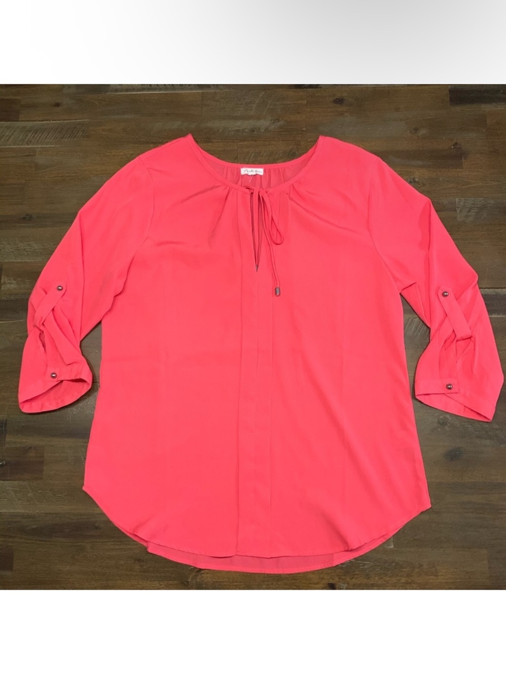 Antilia Femme coral long sleeve polyester blouse EUC
